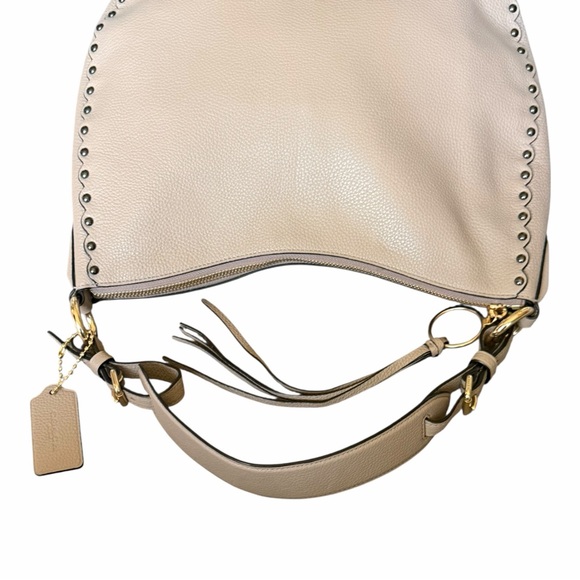 Coach Sutton Hobo Bag Polished Pebble Leather Scallop Rivets Crossbody Style7643 - Picture 6 of 15